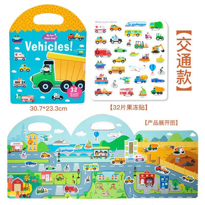 Kinmilo six-theme reusable jelly sticker quiet book scene and sticker matching activities