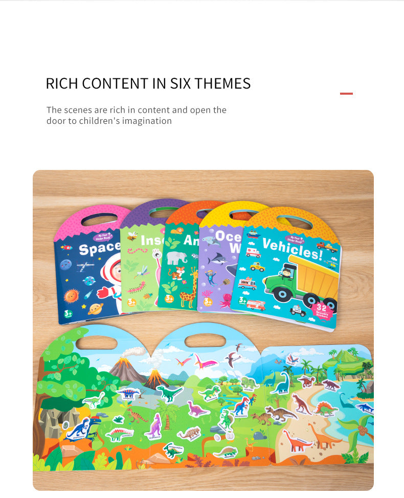 Kinmilo six-theme reusable jelly sticker quiet book scene and sticker matching activities