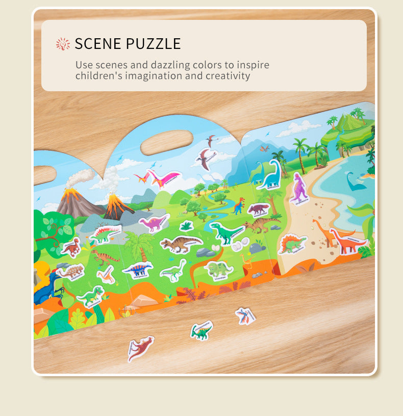 Reusable jelly sticker quiet book peel-and-place picture and themed matching scene