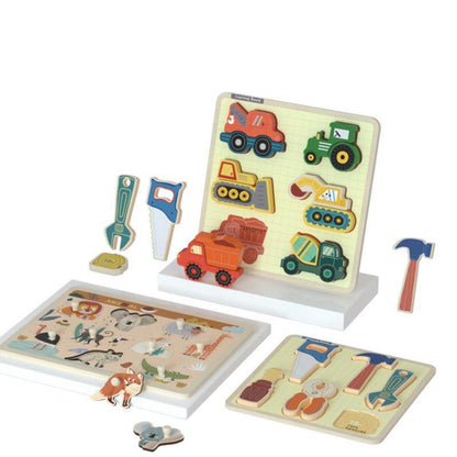 Wooden Montessori matching puzzle activity board