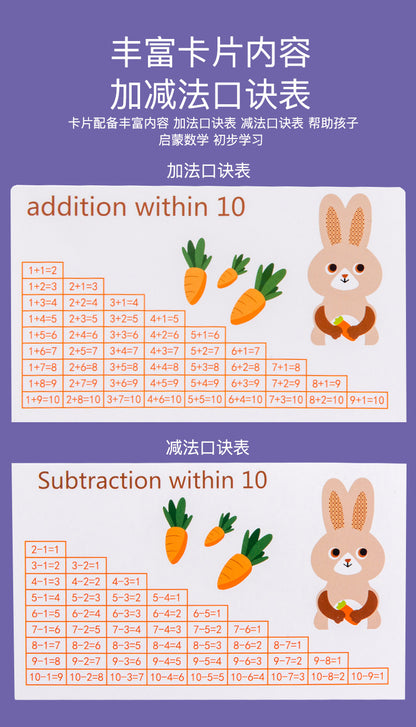 Kinmilo wooden rabbit counting balance, components, measurements and learning activity details