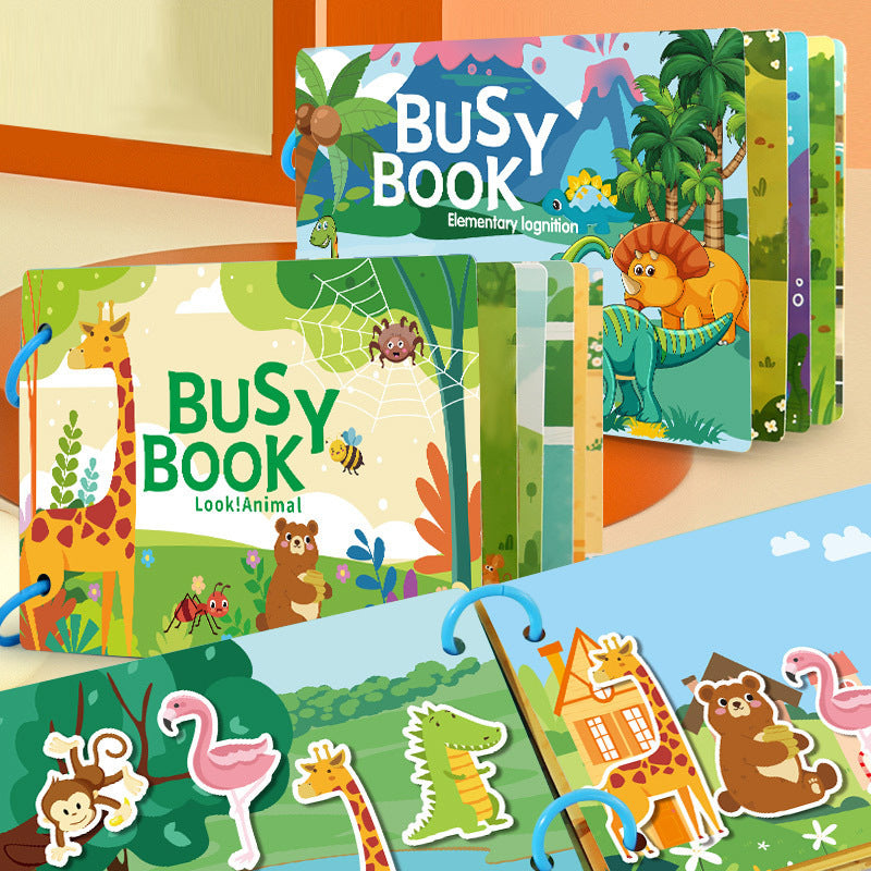 Kinmilo reusable interactive busy book four illustrated early learning book designs