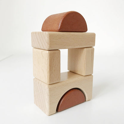 Kinmilo 46-piece natural wooden geometric architectural building blocks and creative constructions – detailed photo 37