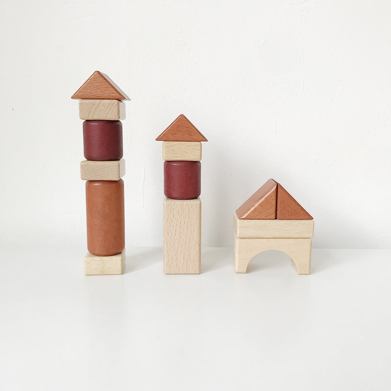 Kinmilo 46-piece natural wooden geometric architectural building blocks and creative constructions – detailed photo 43