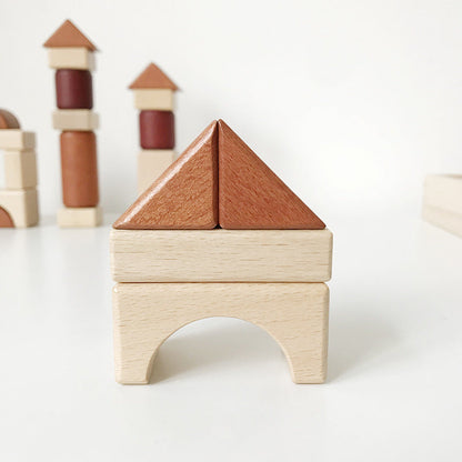 Kinmilo 46-piece natural wooden geometric architectural building blocks and creative constructions – detailed photo 50