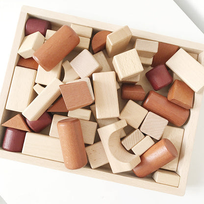 Kinmilo 46-piece natural wooden geometric architectural building blocks and creative constructions – detailed photo 56