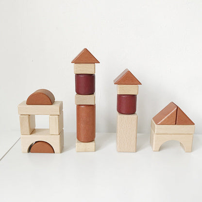 Kinmilo 46-piece natural wooden geometric architectural building blocks and creative constructions – detailed photo 59