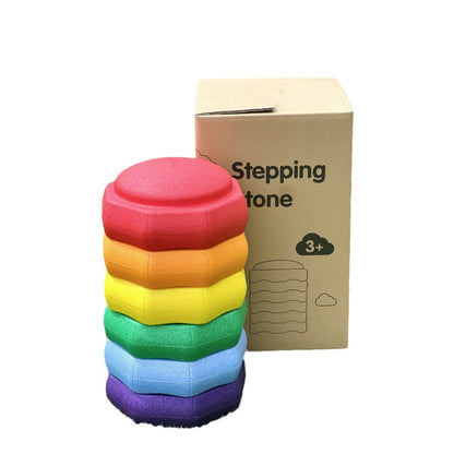 Kinmilo Rainbow sensory stepping stones stack of six with 3+ retail carton