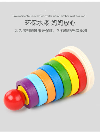Kinmilo rainbow stacking tower shape sorting, rings, specifications and activities image 15