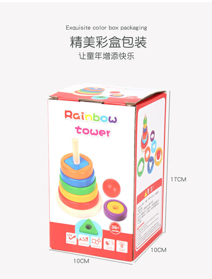 Kinmilo rainbow stacking tower shape sorting, rings, specifications and activities image 16