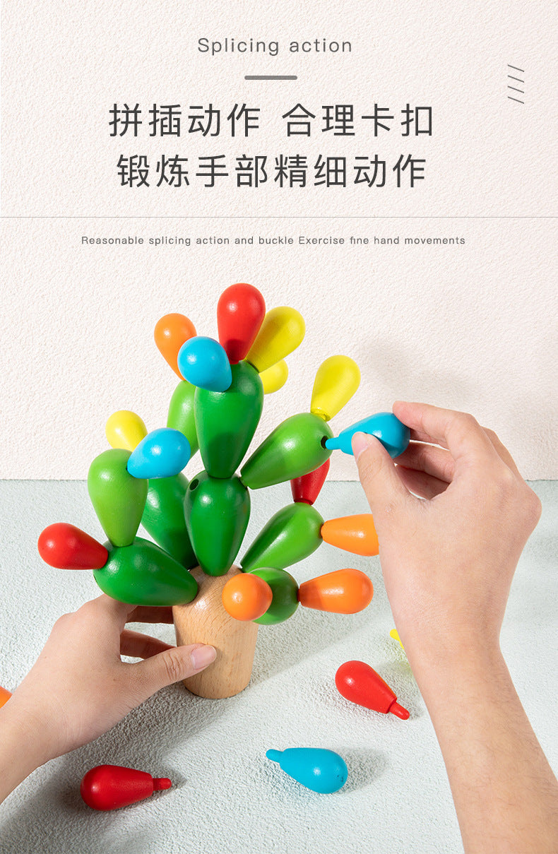Wooden cactus toy, building game or alphabet activity image 34