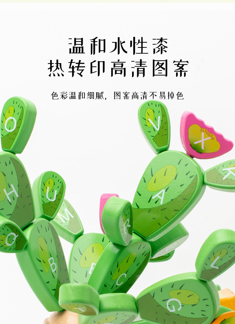 Wooden cactus toy, building game or alphabet activity image 36