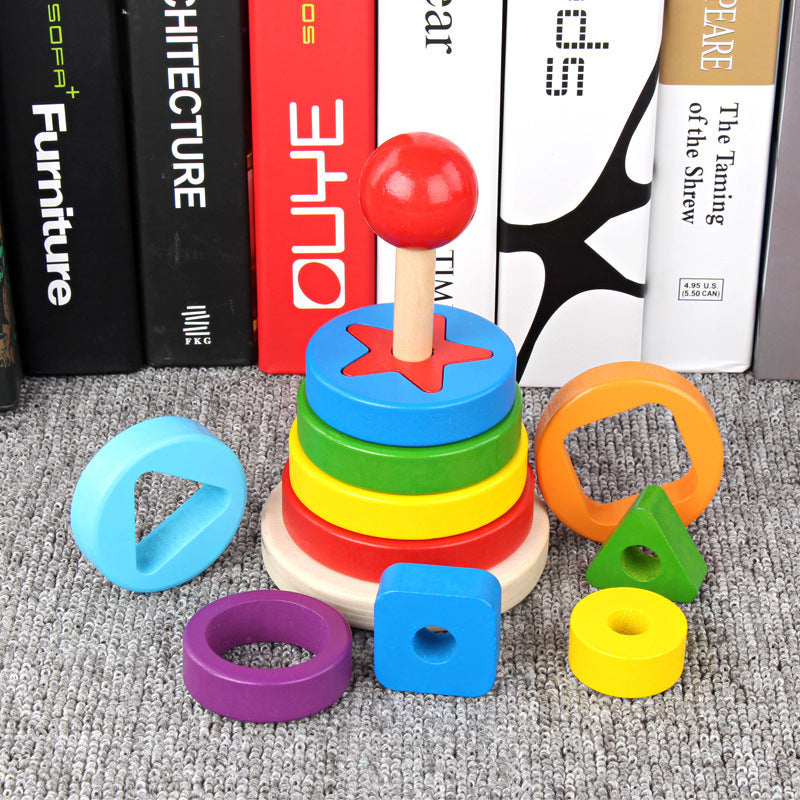 Kinmilo wooden rainbow stacking tower: product details and play activity photo 3