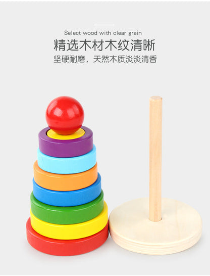 Kinmilo wooden rainbow stacking tower: product details and play activity photo 7