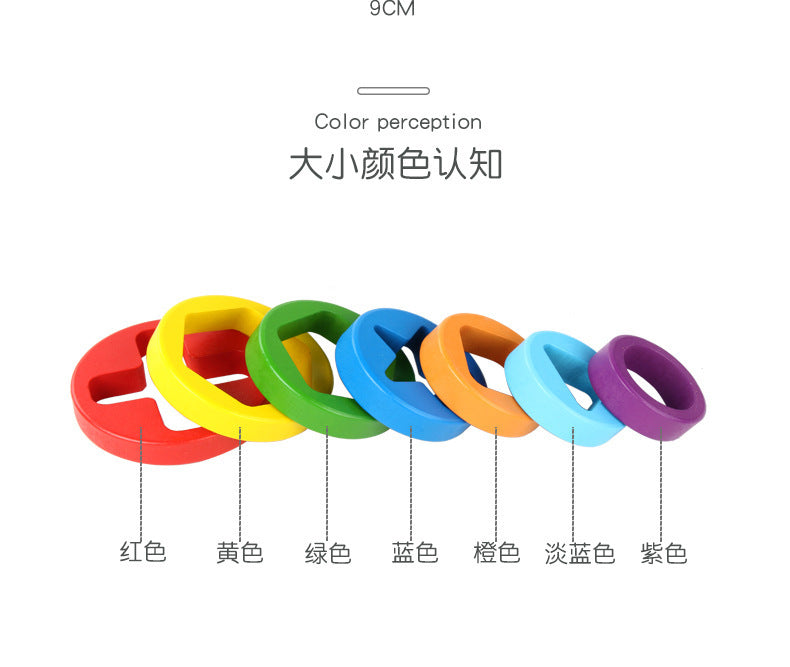 Kinmilo wooden rainbow stacking tower: product details and play activity photo 8
