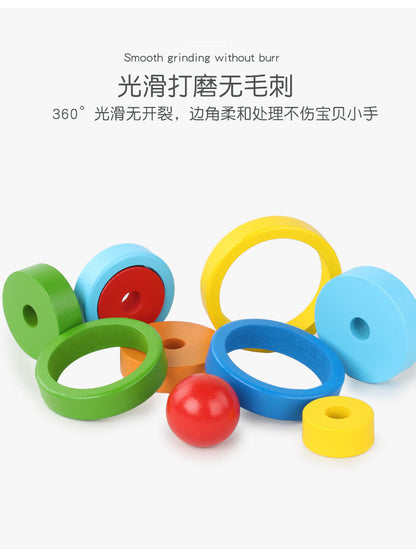 Kinmilo wooden rainbow stacking tower: product details and play activity photo 9