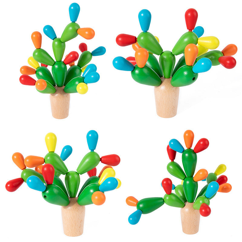 Kinmilo Wooden Colorful Cactus Construction Set – Storage Pouch Edition — product view 3