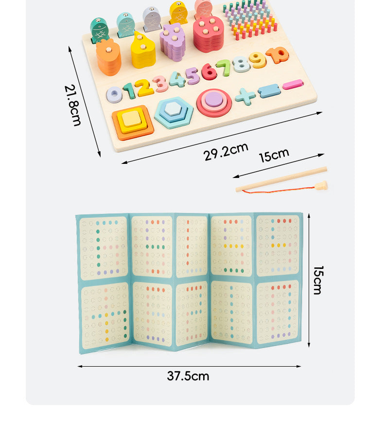 Kinmilo Montessori wooden fishing puzzle and early math activity board - product view 3