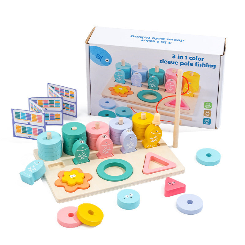 Kinmilo Montessori wooden fishing puzzle and early math activity board - product view 4