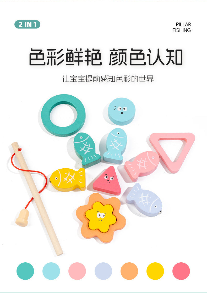 Kinmilo Montessori wooden fishing puzzle and early math activity board - product view 5
