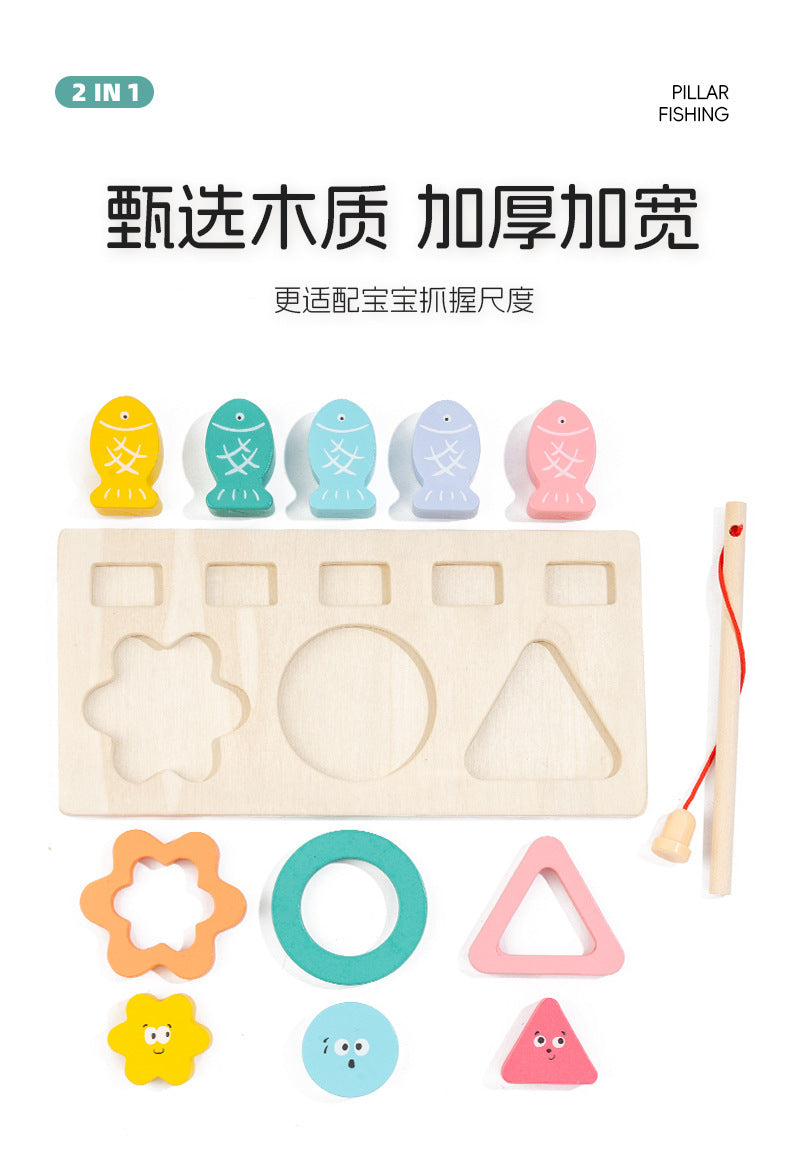 Kinmilo Montessori wooden fishing puzzle and early math activity board - product view 6