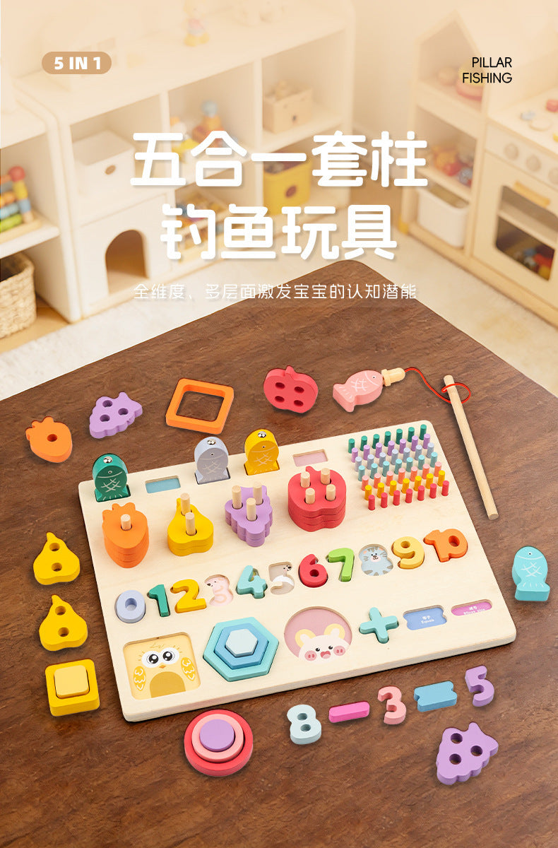 Kinmilo Montessori wooden fishing puzzle and early math activity board - product view 8