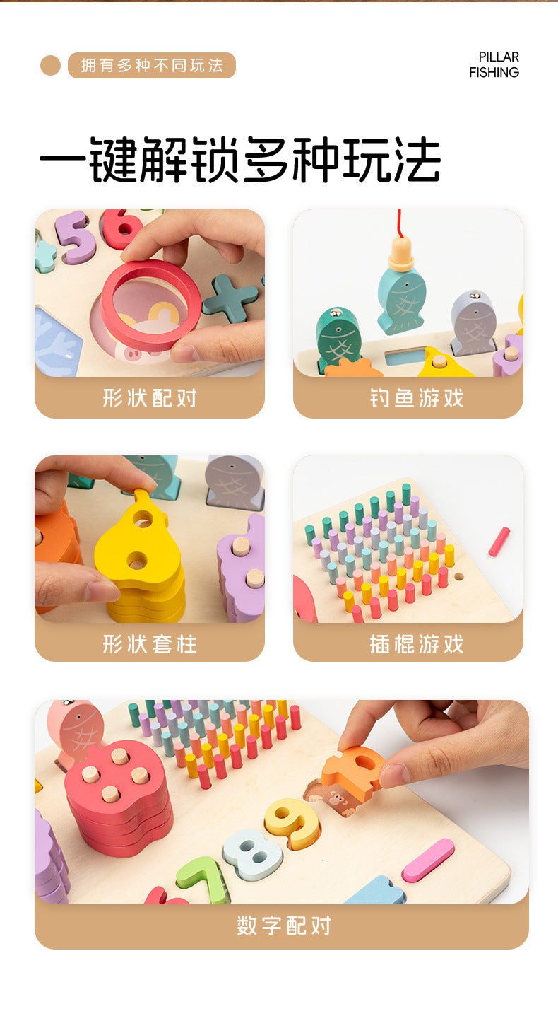 Kinmilo Montessori wooden fishing puzzle and early math activity board - product view 11