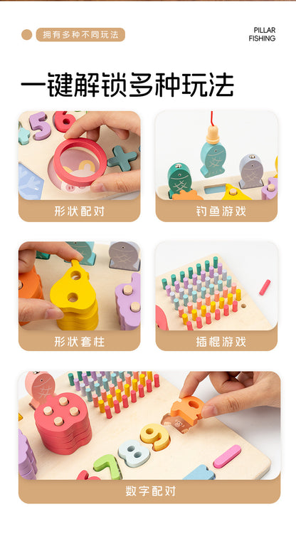 Kinmilo Montessori wooden fishing puzzle and early math activity board - product view 11