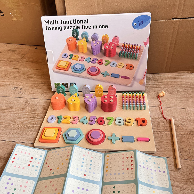Kinmilo Montessori wooden fishing puzzle and early math activity board - product view 19