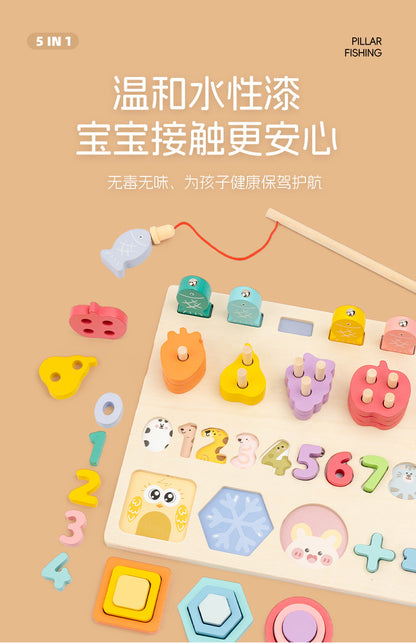 Kinmilo Montessori wooden fishing puzzle and early math activity board - product view 25