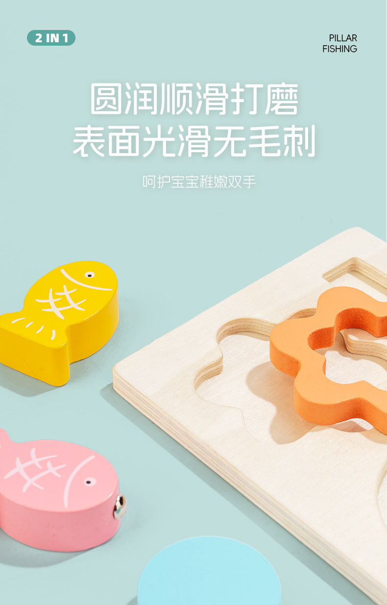 Kinmilo Montessori wooden fishing puzzle and early math activity board - product view 28