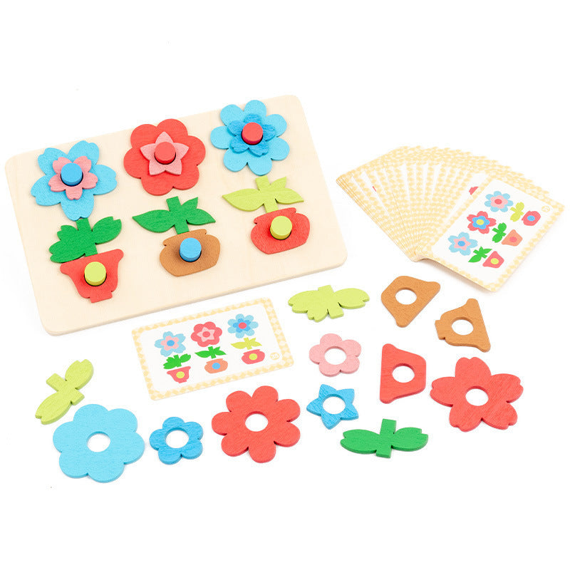 Kinmilo Montessori wooden geometric shape sorting and rainbow stacking set - design view 30