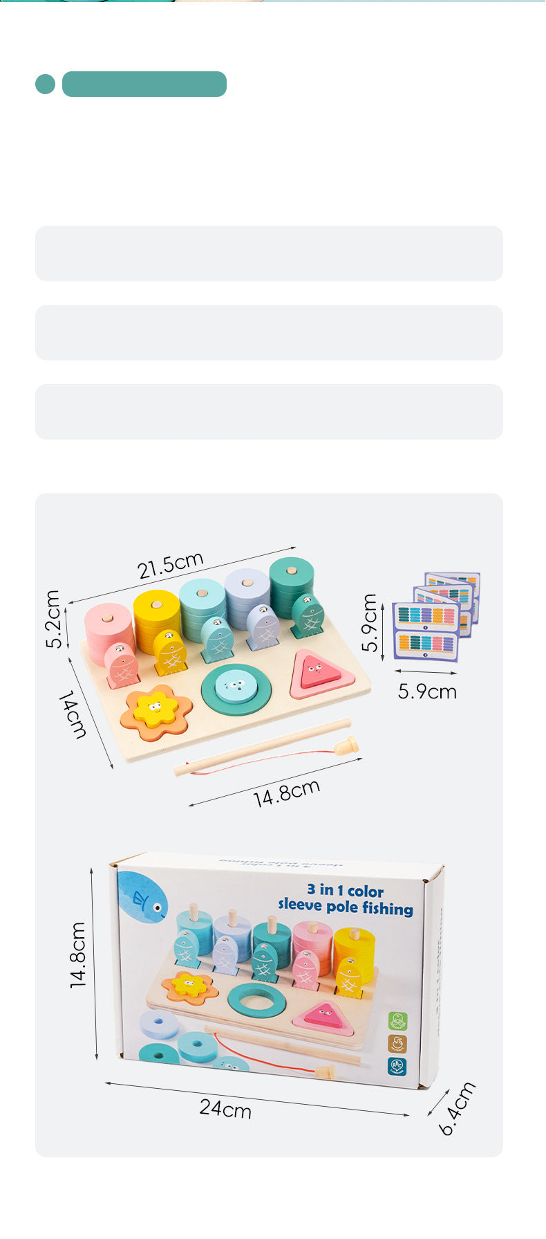Kinmilo Montessori wooden fishing puzzle and early math activity board - product view 32