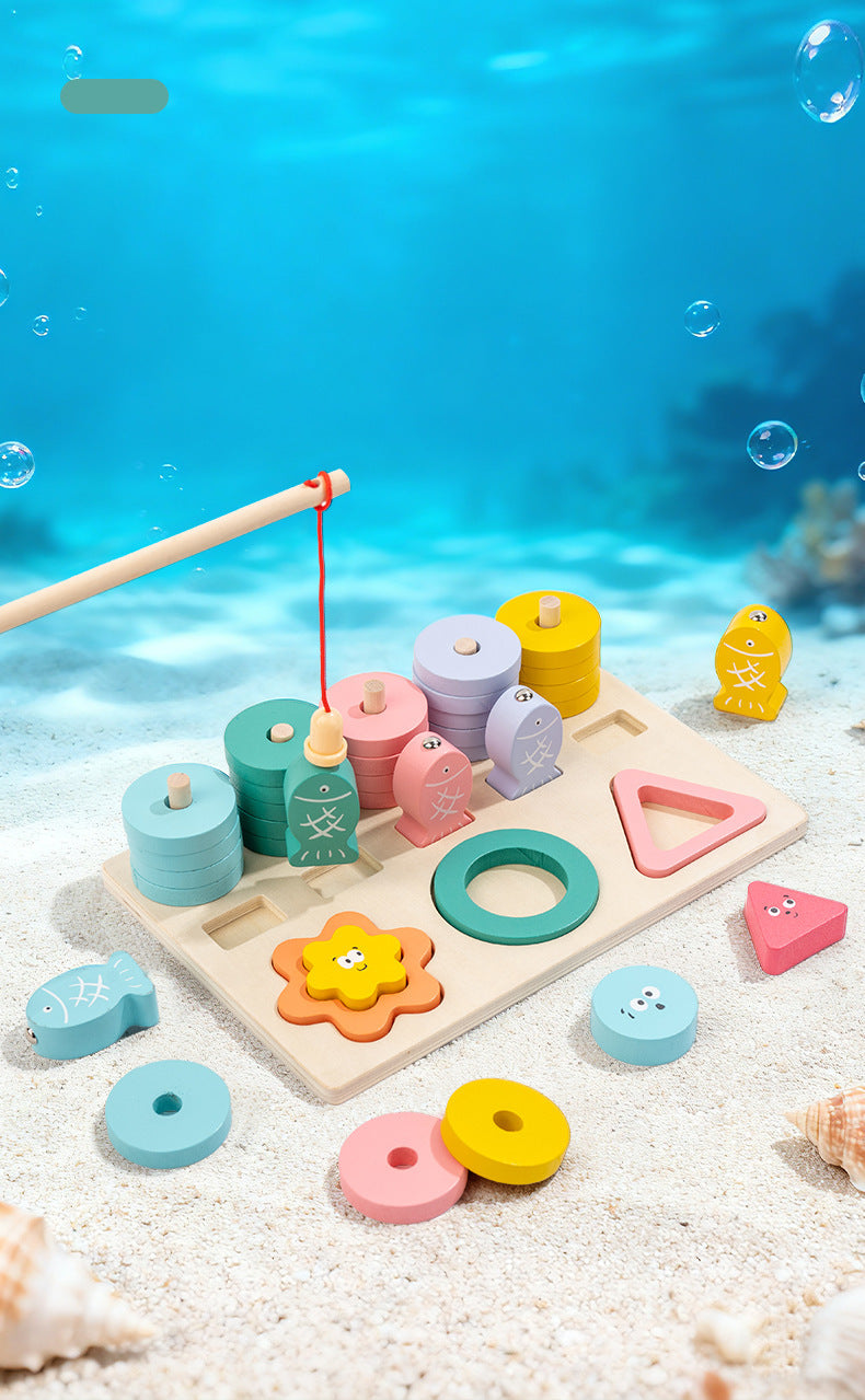 Kinmilo Montessori wooden fishing puzzle and early math activity board - product view 45