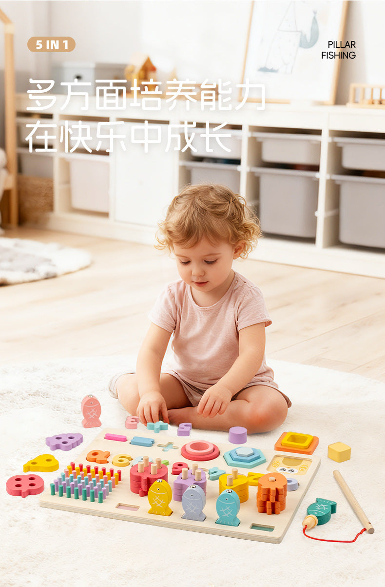 Kinmilo Montessori wooden fishing puzzle and early math activity board - product view 48