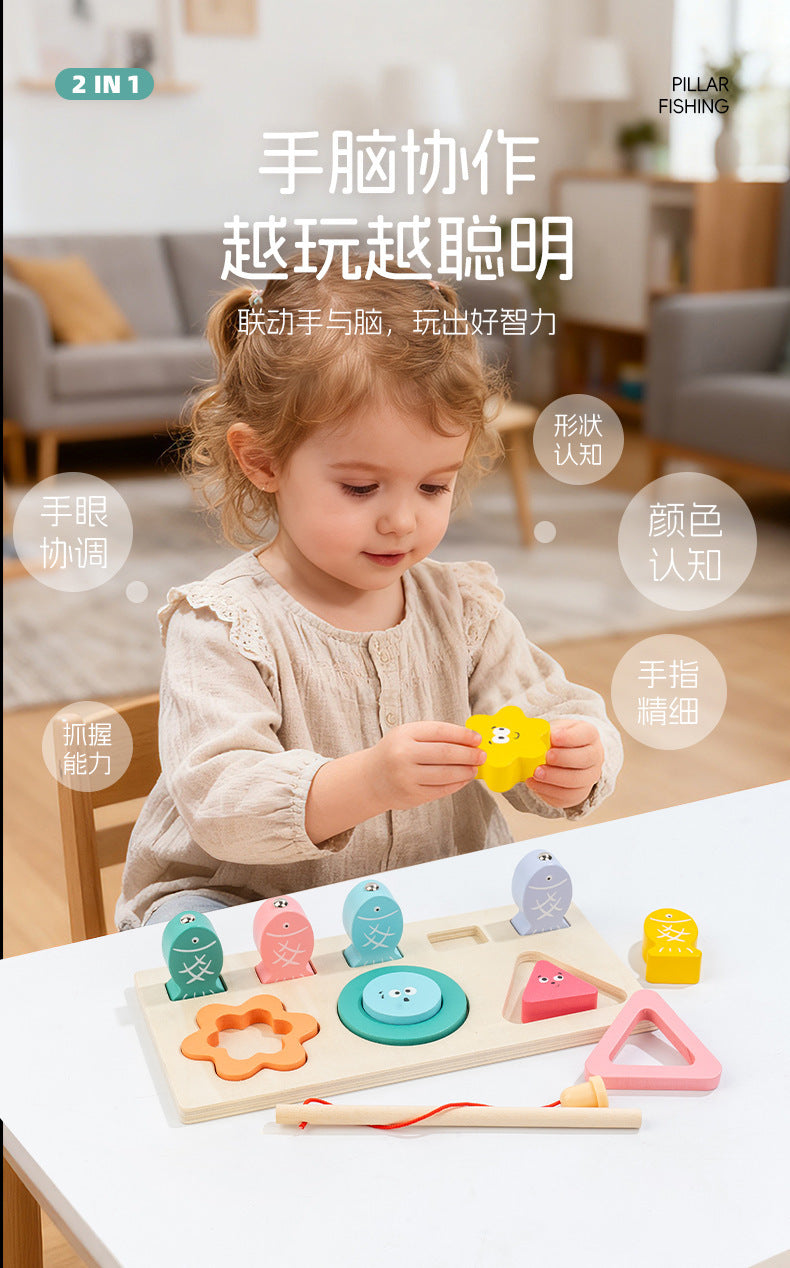 Kinmilo Montessori wooden fishing puzzle and early math activity board - product view 49