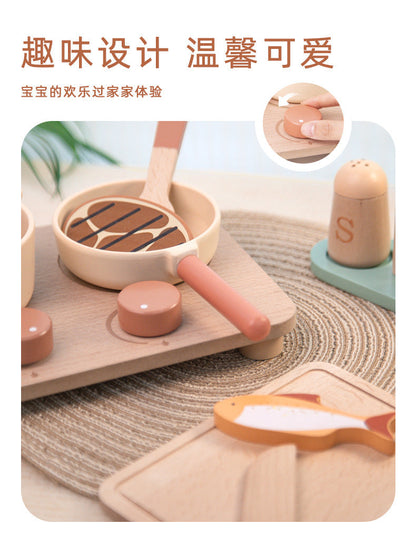 Wooden Montessori-inspired tabletop kitchen set, accessory or activity image 0