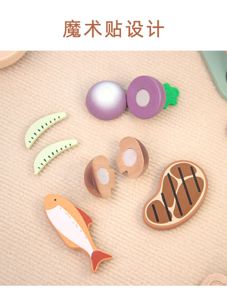 Wooden Montessori-inspired tabletop kitchen set, accessory or activity image 2