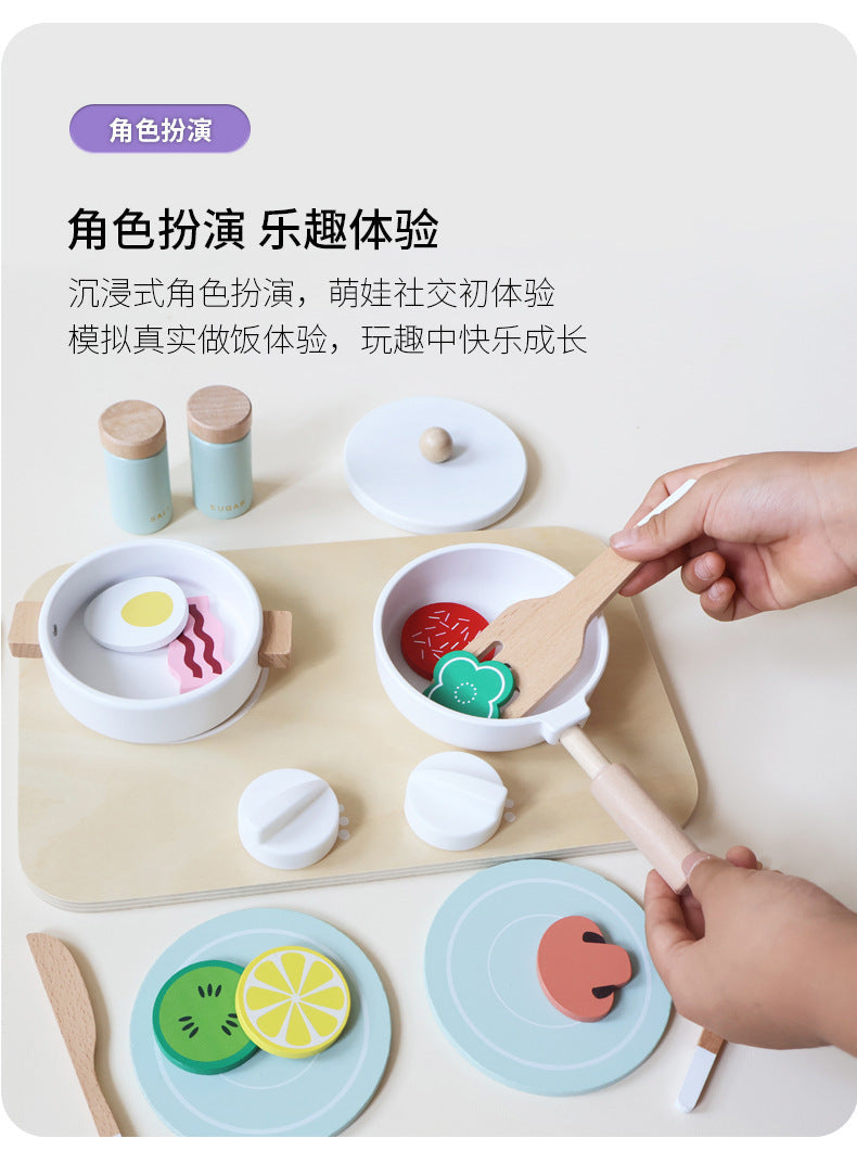 Wooden Montessori-inspired tabletop kitchen set, accessory or activity image 4