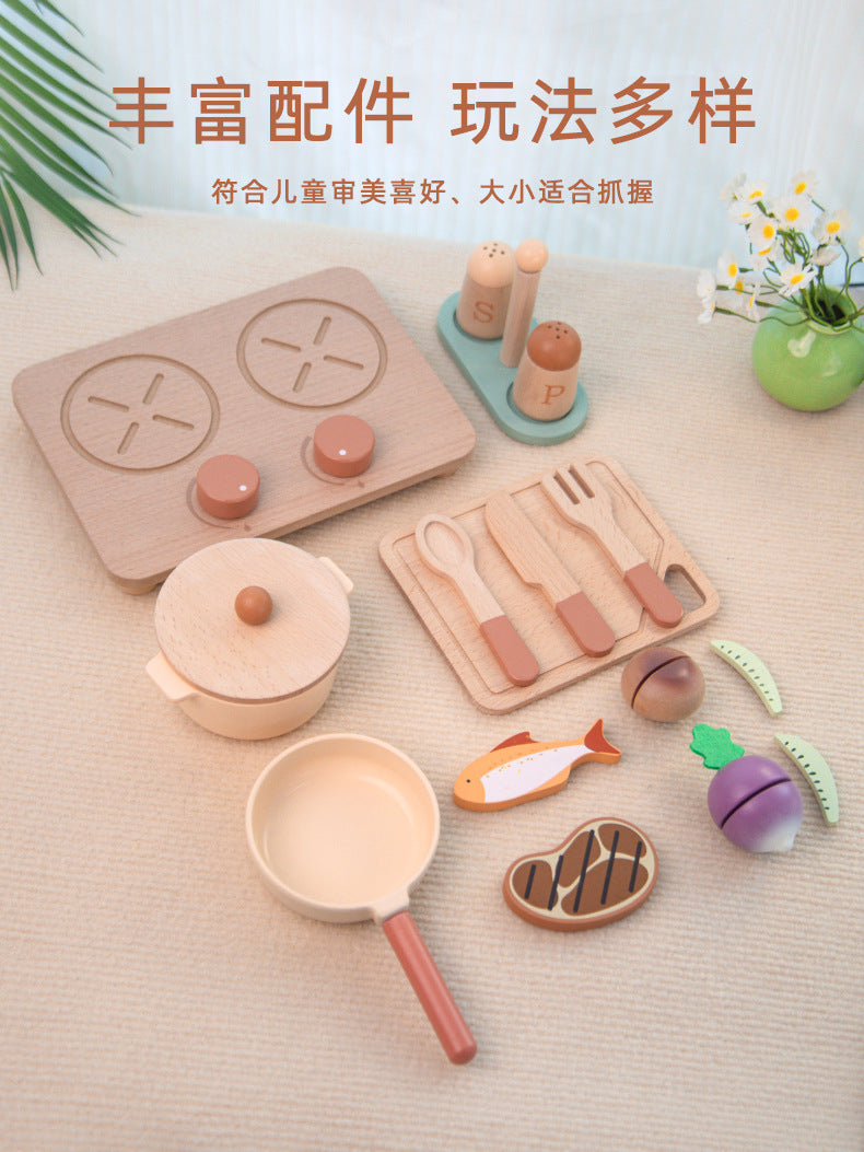 Kinmilo wooden cooking and pretend kitchen play set view 6