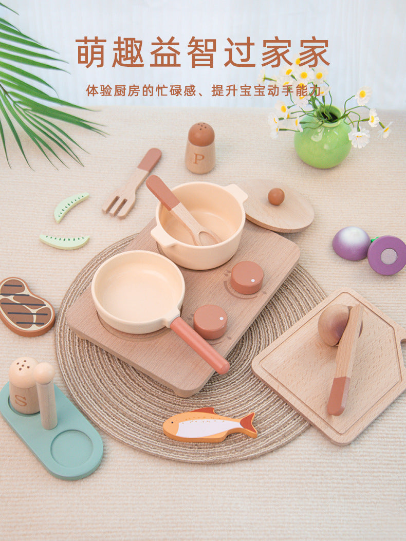 Kinmilo wooden cooking and pretend kitchen play set view 13