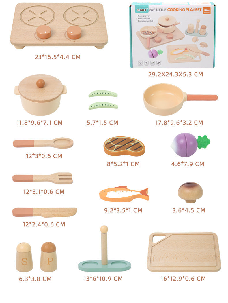 Kinmilo wooden cooking and pretend kitchen play set view 14