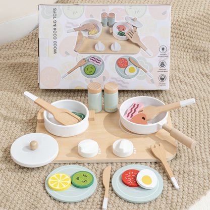 Kinmilo wooden cooking and pretend kitchen play set view 29