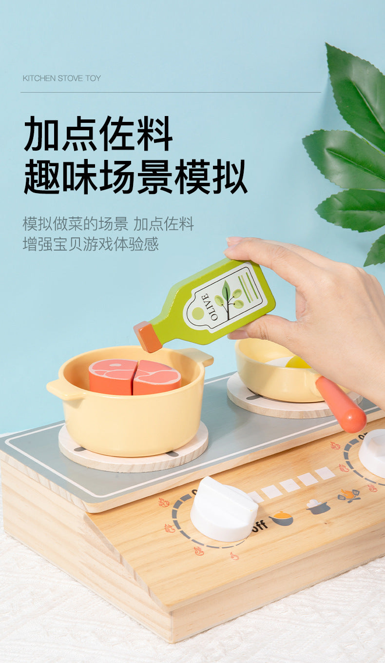 Kinmilo wooden play kitchen cookware, accessories and cooking activity view 35