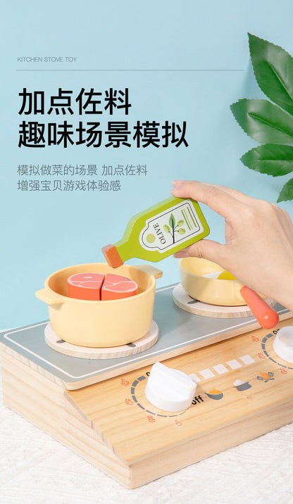 Kinmilo wooden play kitchen cookware, accessories and cooking activity view 35