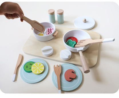 Kinmilo wooden cooking and pretend kitchen play set view 57