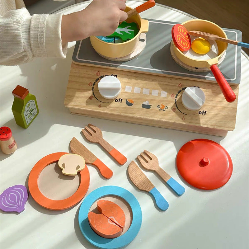 Kinmilo wooden cooking and pretend kitchen play set view 58