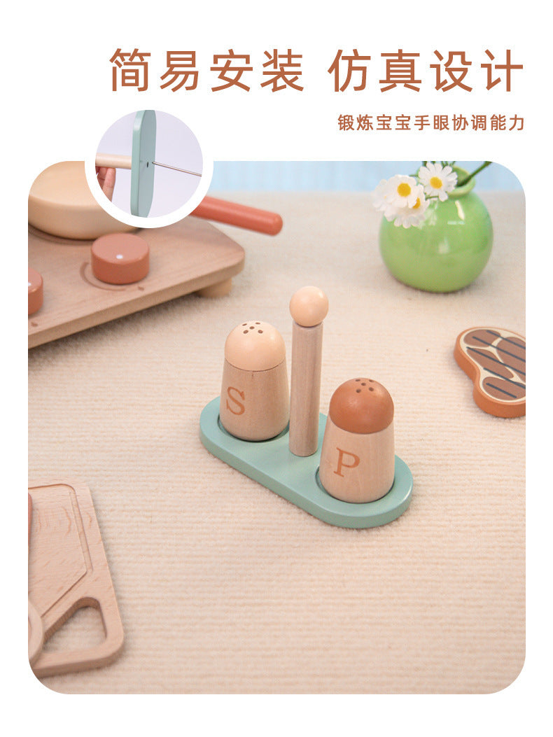 Wooden Montessori-inspired tabletop kitchen set, accessory or activity image 60