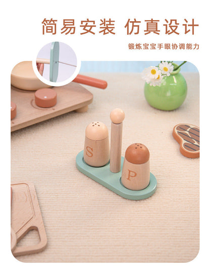Wooden Montessori-inspired tabletop kitchen set, accessory or activity image 60