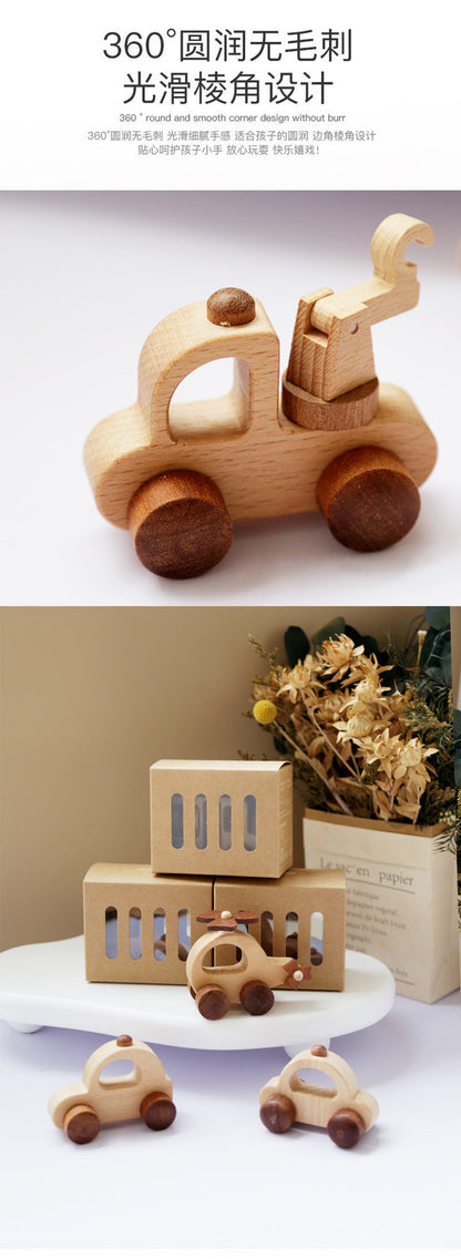 Natural wooden rescue vehicle and transportation set detail image 10